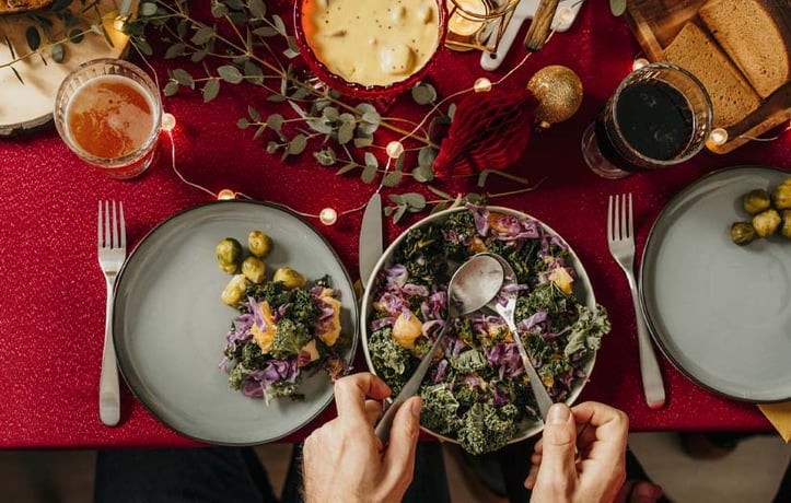 table with food and drinks