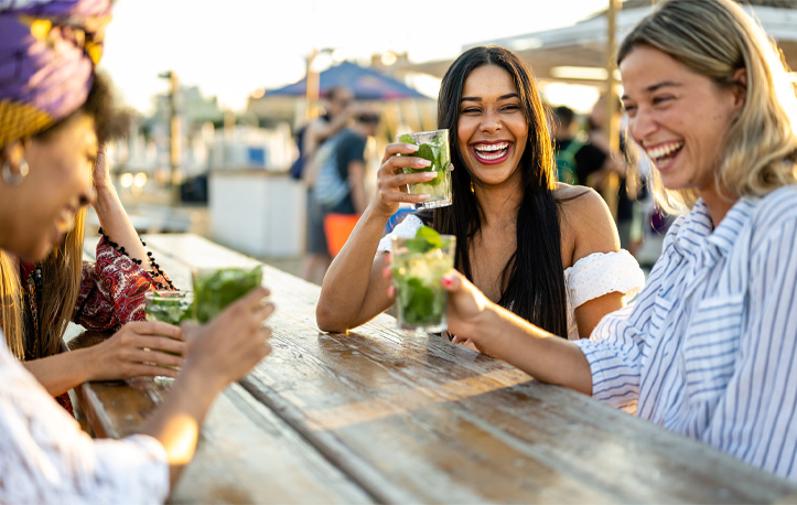 a group of friends drinking together